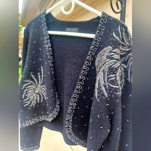 Karen Kane Black Beaded Wool Sweater